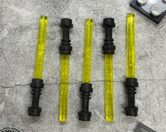 Lote de 5 sables de luz amarillos personalizados para minifiguras / A65863 / Minifigura NO INCLUIDA Bloques compatibles