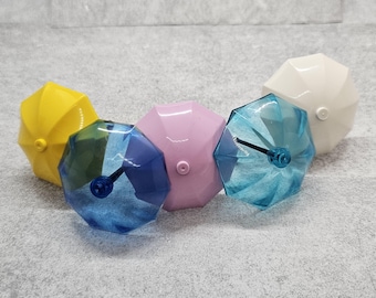 Lote de 5 paraguas personalizados multipack para minifiguras / gb6umb / Minifiguras no incluidas / azul transparente, rosa, amarillo y blanco