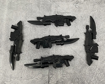 フロッグ　マシンガンショット　超美品　白黒カラー ミニフィギュア用カスタムSFライフル（銃剣付き）5個パック | A80205