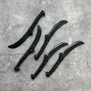 5er Pack Elven Lang Schwert Schwarz Lot für Minifiguren | B80962 |  Minifigur NICHT enthalten | DIY Blocks Kompatibel