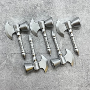 Custom War Hammer Axe Silver lot for Minifigures | B86957 |  Minifigure NOT Included Blocks Compatible