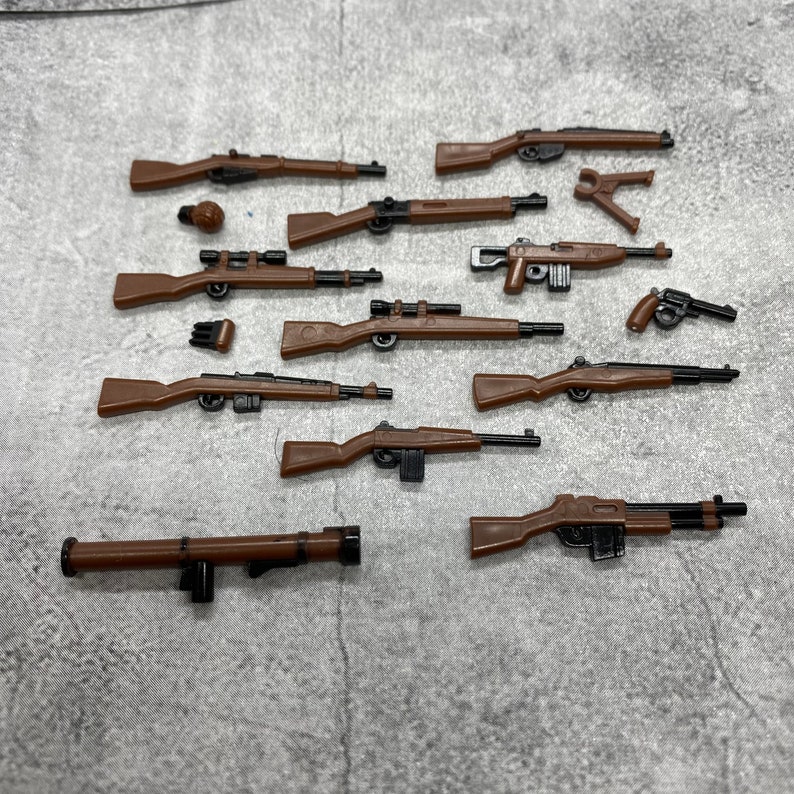 Multipack Custom WW2 Gun set lot for Minifigures | gc1ww2b | Minifigure NOT Included Blocks Compatible image 1