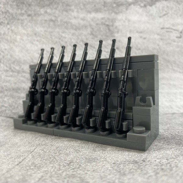 Custom Gun Rack w/ Rifles black lot for Minifigures | gc04 Military |  Minifigures NOT Included Blocks Compatible