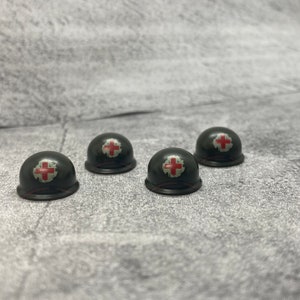 4-pack Medic Helmet Weathered lot for Minifigures | A107075 |  Minifigure NOT Included Blocks Compatible