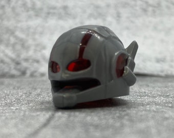 Casco de Ant Man personalizado para minifiguras Lego / ConD2 / Minifigura NO incluida / Gris translúcido rojo / Bloques compatibles para