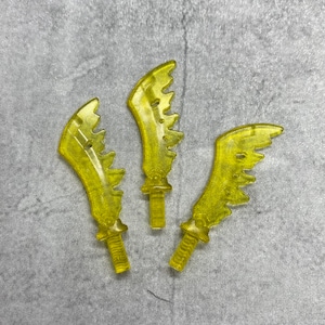 3-pack Translucent Yellow Sword lot for lego Minifigures | ConB2 Ninja |  Minifigure NOT INCLUDED blocks compatible trans