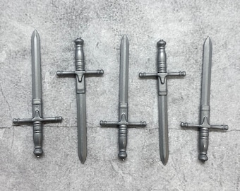 5-pack Custom Crusader Sword Gray lot for lego Minifigures | C55945 |  Minifigure NOT Included Blocks Compatible weapons accessories