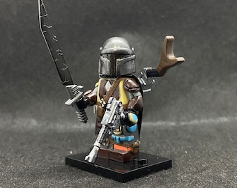 Handcrafted MOC Galactic Gunslinger Mandalorian Minifigure | Custom Mando Miniature Figure