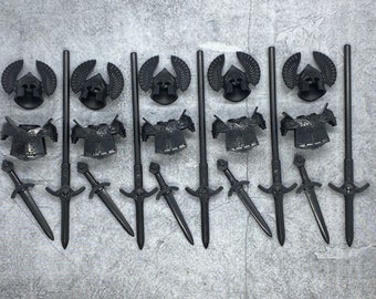 Pack de 5 Gondor Knight Armor Set Black Paladin lot pour figurines lego | ConA0937 | Figurine NON Incluse Compatible avec les Blocs