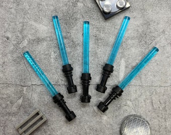 Lote de 5 sables de luz azules personalizados para minifiguras / A65861 / Minifigura NO INCLUIDA Bloques compatibles