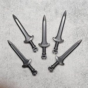 5-pack Fantasy Sword Dark Gray lot for lego Minifigures | gc7b430 |  Minifigure NOT Included Blocks Compatible weapons elf elven