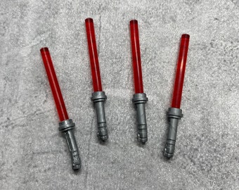 Lote de 4 sables de luz rojos personalizados para minifiguras / A7LS01B361 / Minifigura NO INCLUIDA Bloques compatibles