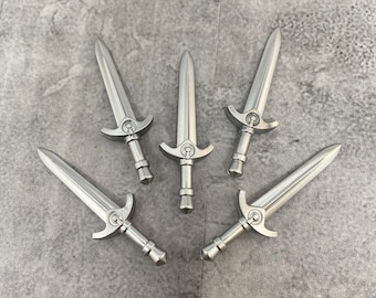 5-pack Valor Knight Sword Silver lot for lego Minifigures | B71002 |  Minifigure NOT Included Blocks Compatible weapons accessories