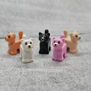 猫のミニフィギュア5体パック | c13CP05 | プレーンなレゴミニフィギュアは含まれていません | ブロック互換 子猫 黒 白 ピンク ベージュ