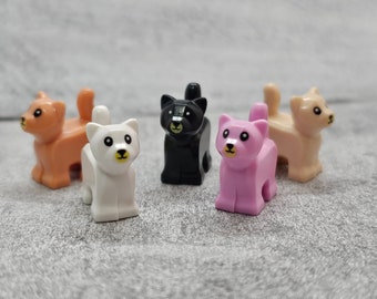 5-pack Cat Minifigures | c13CP05 |  plain lego Minifigure NOT Included | Blocks Compatible kitty kitten black white pink beige