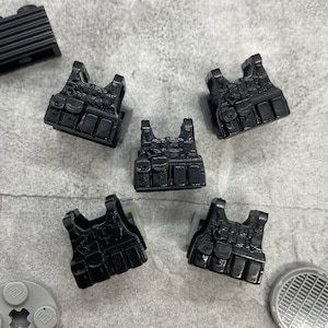 5-pack Custom Black Tactical Vest lot for Minifigures | B25007 |  Minifigure NOT INCLUDED Blocks Compatible