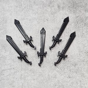 5er Pack Zackenschwert Schwarz Lot für Minifiguren | A51909 |  Minifigur NICHT enthalten | DIY Zwergenblöcke Kompatibel