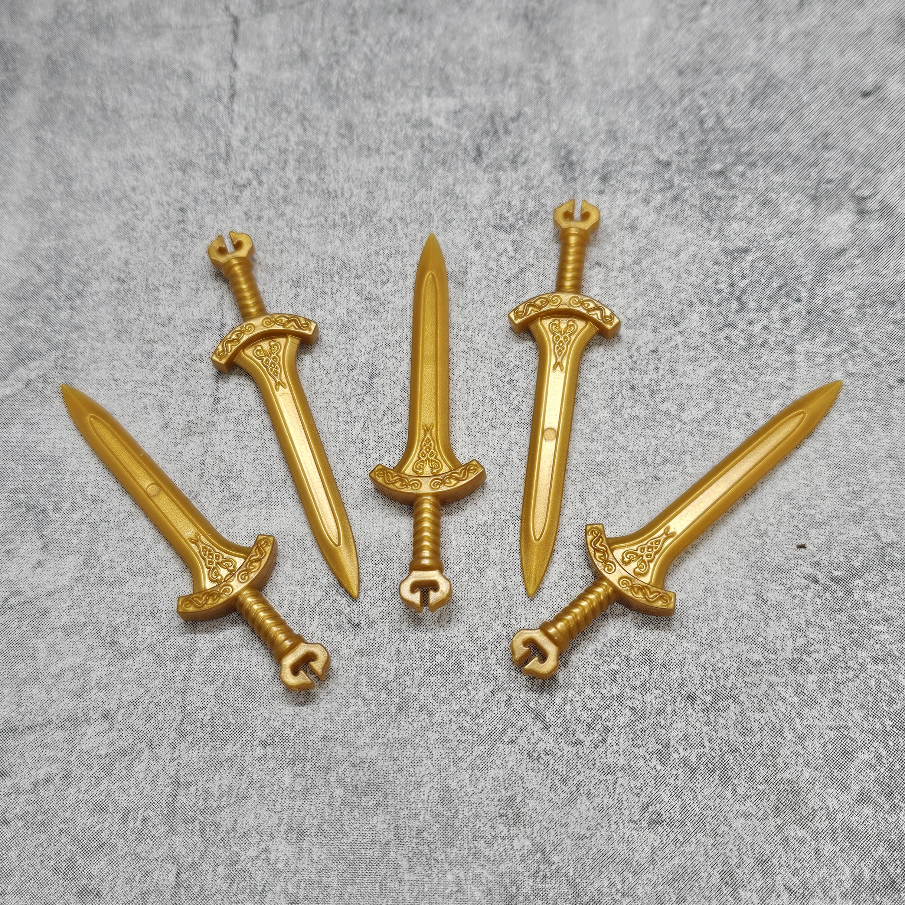5-pack Fantasy Sword Golden Yellow Lot for Lego Minifigures