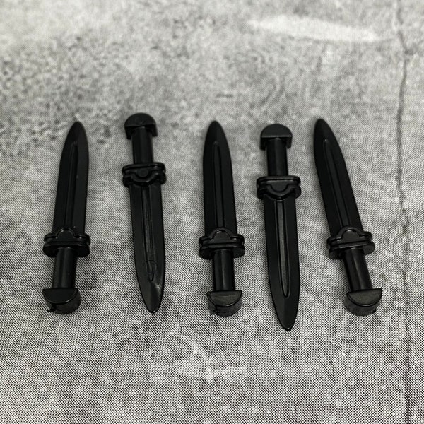 5-pack Custom Legionnaire Short Sword black lot for Minifigures | A8b385 |  Minifigure NOT Included Blocks Compatible Roman Greek