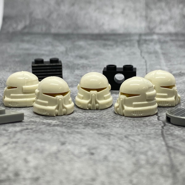 5-pack Custom Clone Airborne Helmet White lot for Minifigures | A48011 |  Minifigure NOT INCLUDED Blocks Compatible