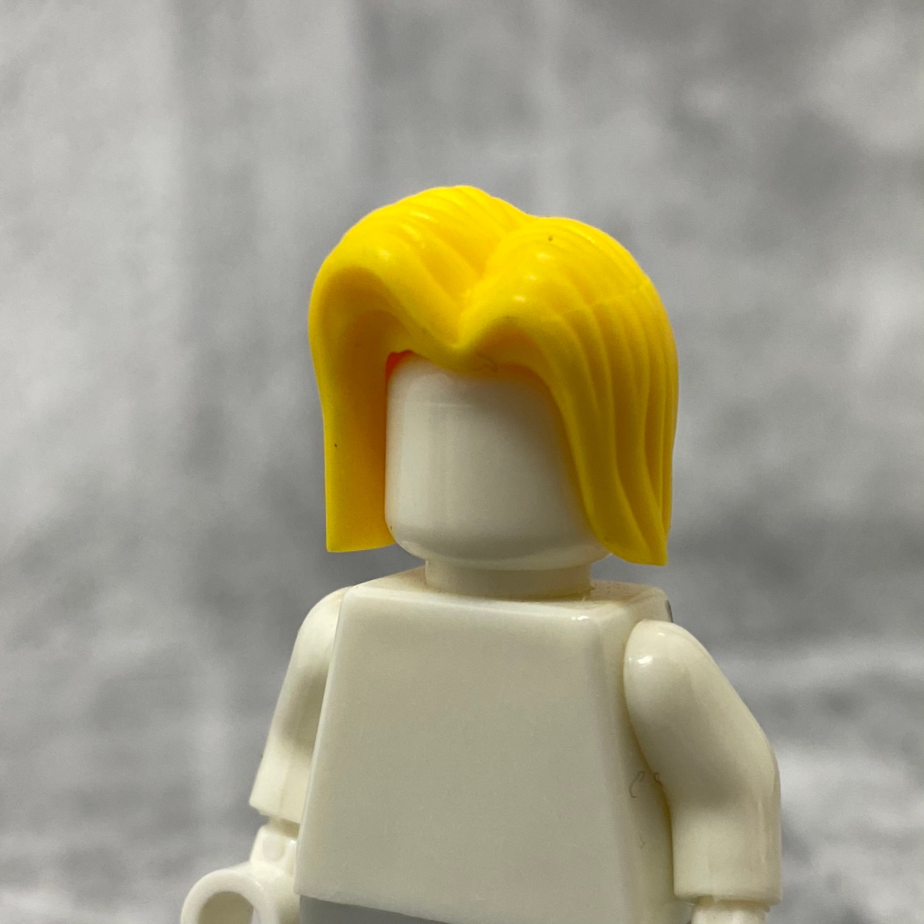 Custom Yellow Blonde Hair Center Part With Poof for Minifigures
