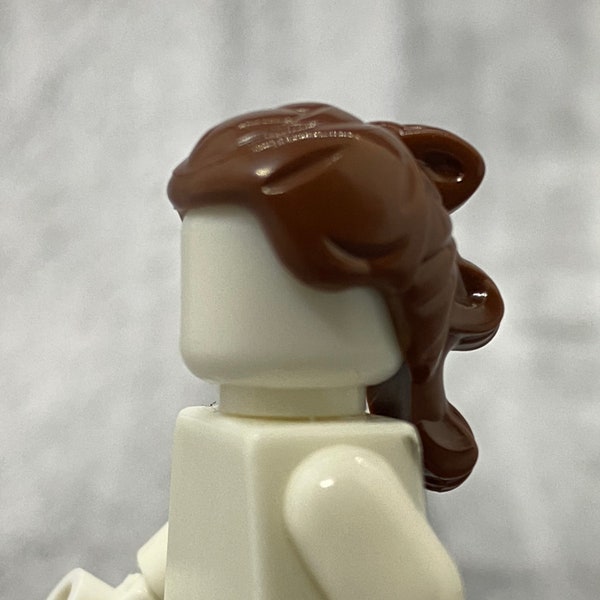 Brown Hair Tied Back in 3 Buns for lego Minifigures | WdA01 Rey hair |  Minifigure NOT Included Blocks Compatible