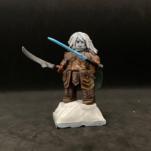 Handcrafted MOC Masterpiece Collection Drizzt Custom Minifigure Statuette | Dark Elf Drow DnD Figure