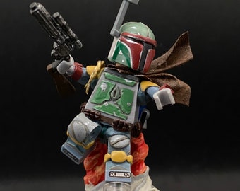 Handcrafted MOC Masterpiece Collection Galactic Bounty Hunter Custom Minifigure Statuette | Star Wars original trilogy mandalorian Figure