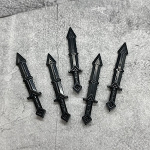 5er Pack Zwergen Schwert Schwarz Lot für Minifiguren | C10b513 |  Minifigur NICHT enthalten | DIY Blocks Kompatibel