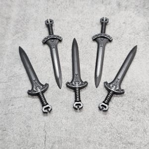 5-pack Fantasy Sword Dark Gray lot for lego Minifigures | gc7b431 |  Minifigure NOT Included Blocks Compatible weapons elf elven