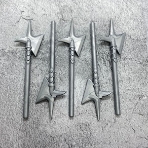 5-pack Custom Halberd Gray lot for Minifigures | Gb15946 | Axe Spear |  Minifigure NOT Included Blocks Compatible for