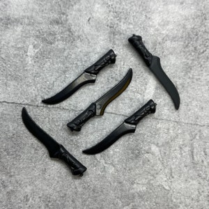 5er Pack Custom Elven Langes Messer Lot für Minifiguren | b80964|  Minifigur NICHT enthalten | DIY Blocks Kompatibel
