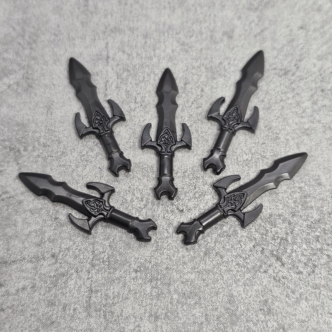 5-pack Fantasy Short Sword Dark Gray Lot for Lego Minifigures