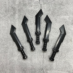 5er Pack Zwergen Schwert Schwarz Lot für Minifiguren | C10b514 |  Minifigur NICHT enthalten | DIY Blocks Kompatibel
