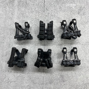 6-pack Custom Black Tactical Vest lot for Minifigures | drB01 |  Minifigure NOT INCLUDED Blocks Compatible