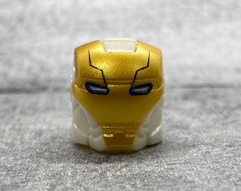 Casco personalizado de Iron Hero en oro blanco para minifiguras / WdB02 / Minifigura NO incluida / Compatible con bloques de bricolaje