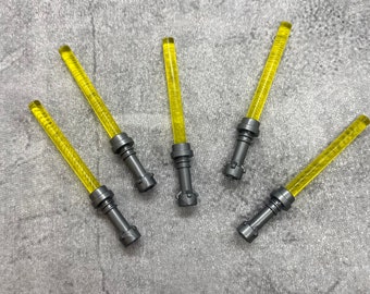 Lote de 5 sables de luz amarillos personalizados para minifiguras / A9LS01B350 / Minifigura NO INCLUIDA Bloques compatibles