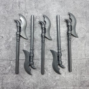 5-pack Wing Battle Axe Gray Bardiche lot for Minifigures | gC15947 |  Minifigure NOT Included Blocks Compatible long axe