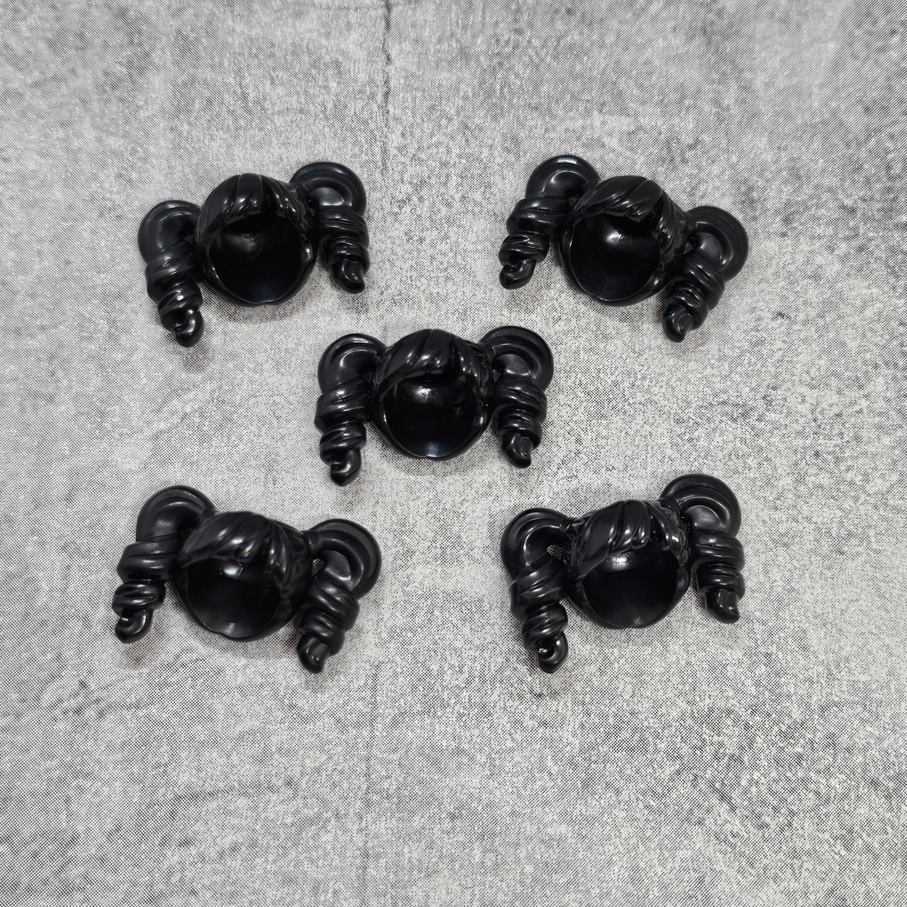 5-pack Black Hair Pigtails for Minifigures | Gt5bpt34| Minifigure