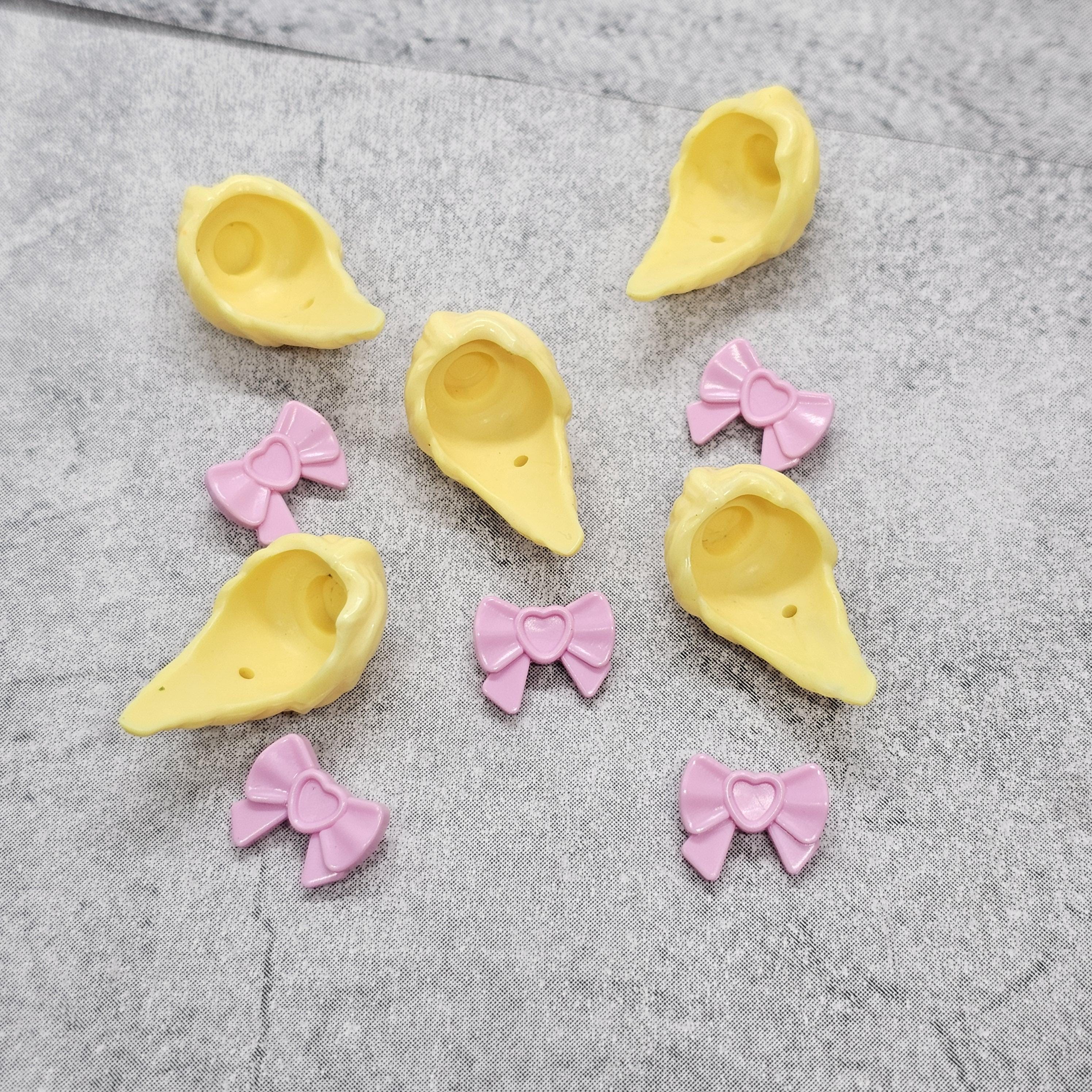 5-pack Yellow Blonde Hair Ponytail W Ribbon for Minifigures