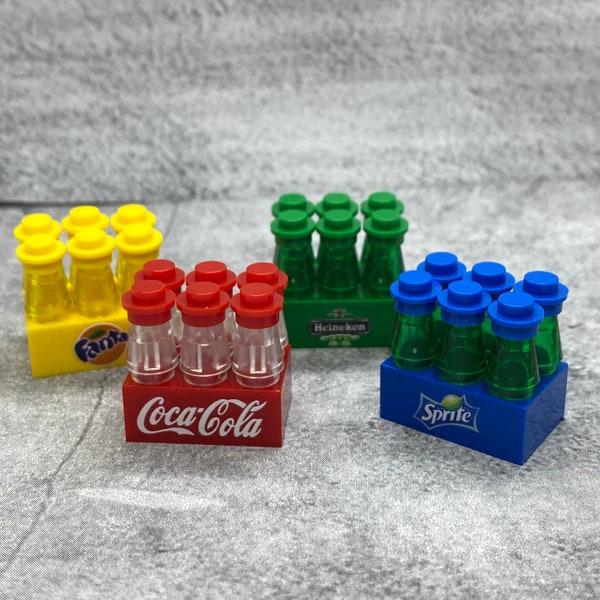 Multipack Custom Beverage Case lot for Minifigures | ConF02 soda |  Minifigures NOT Included | coke fanta sprite beer