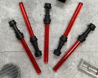 Lote de 5 sables de luz rojos personalizados para minifiguras / A65865 / Minifigura NO INCLUIDA Bloques compatibles para