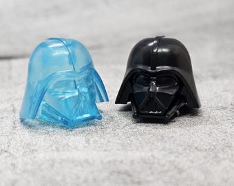 Pack de 2 cascos personalizados de Darth Vader en negro y transparente para minifiguras Lego / WdA01 / Minifigura NO INCLUIDA. Accesorios de armas compatibles con bloques.