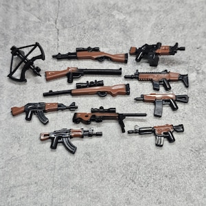 Multipack Custom Gun Rifle Weapon set lot for Minifigures brown black |  wdb02 | Minifigure NOT Included Blocks Compatible