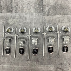 5er Pack Gondor Spearman Ritter Rüstung Set Silber Paladin Lot für lego Minifiguren | BdC01 |  Minifigur NICHT Enthaltene Blöcke Kompatibel für