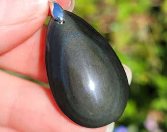 Celestial Eye Obsidian Pendant - Natural Stone