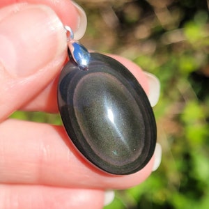 Celestial Eye Obsidian Pendant - Natural Stone