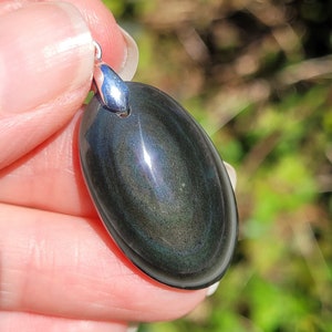 Celestial Eye Obsidian Pendant - Natural Stone