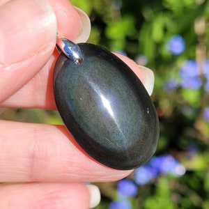 Celestial Eye Obsidian Pendant - Natural Stone