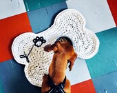 Dog bone Placemat, crocheted in 100% cotton ribbon